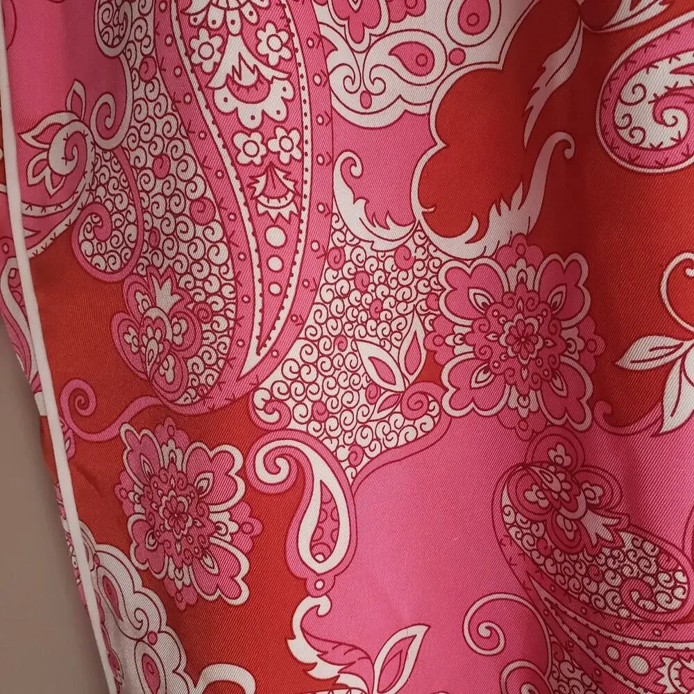 J Crew Lounge Pajama Pants Pink Silky Elastic Waist Drawstring Sz 2
